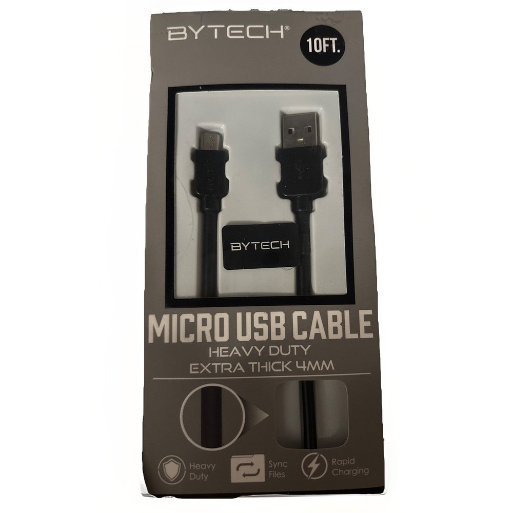 ByTech Micro USB Cable Heavy Duty Extra Thick 4MM 10FT Black